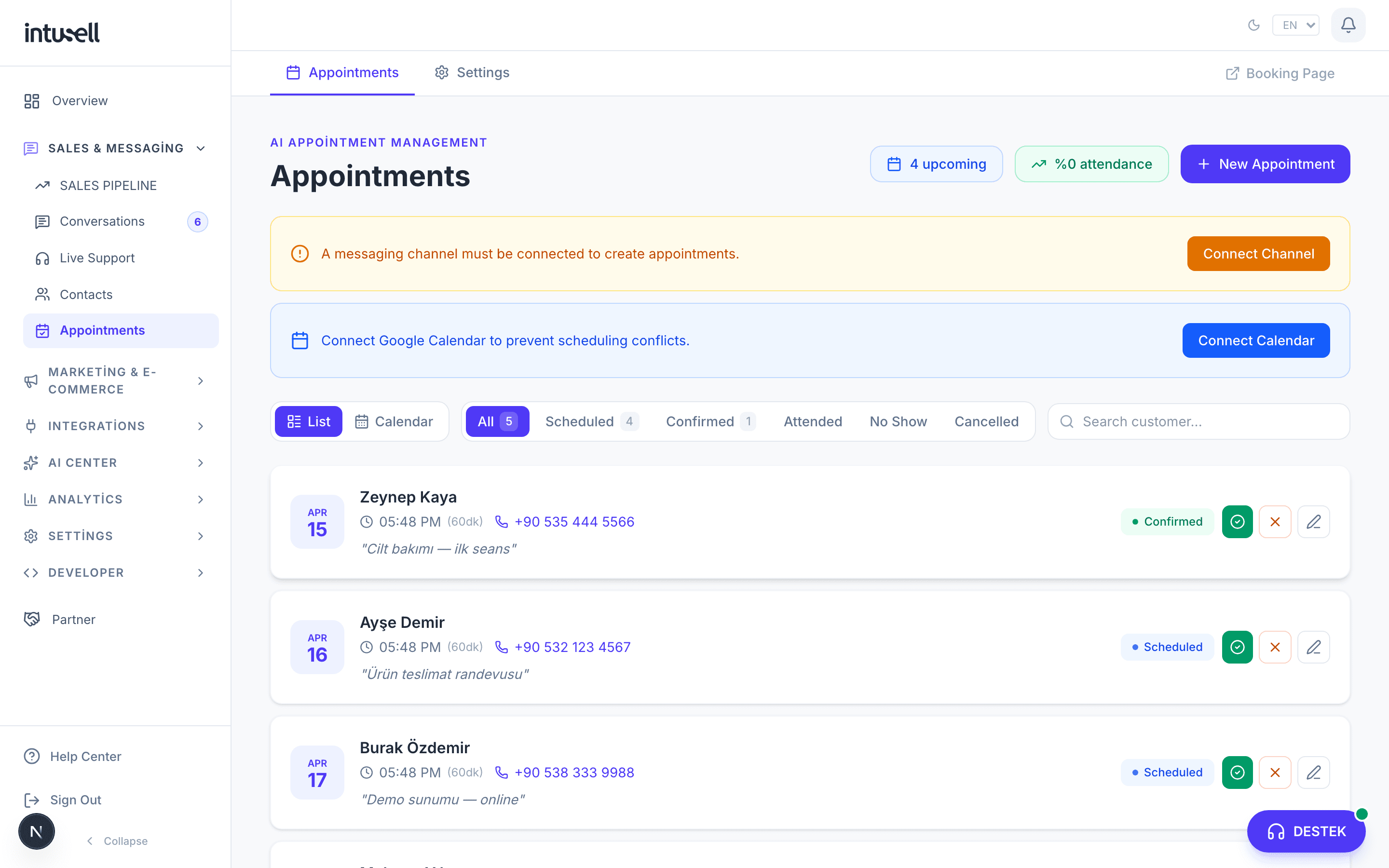 Otel AI konsiyerj asistanı paneli
