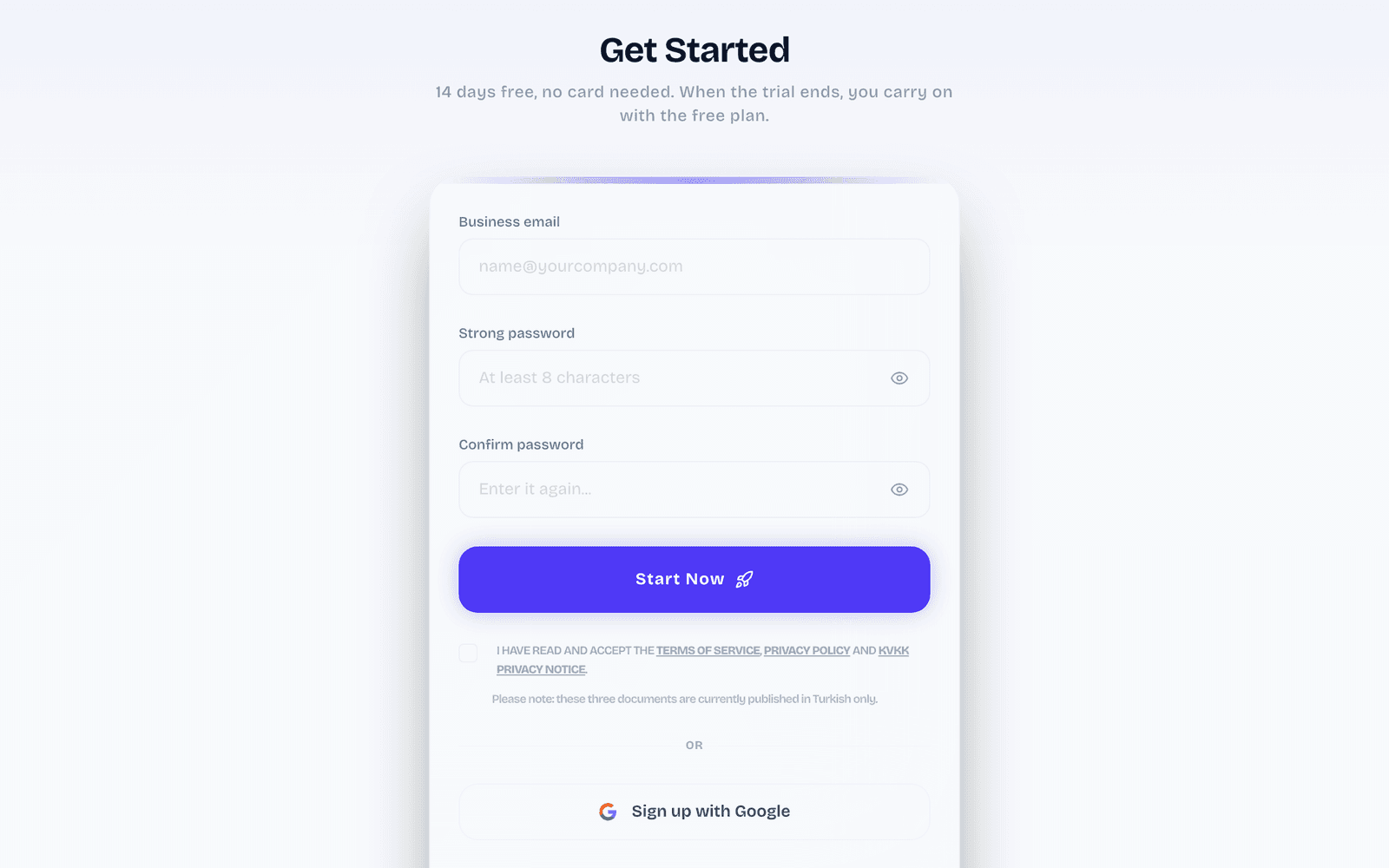 The inTusell sign-up form
